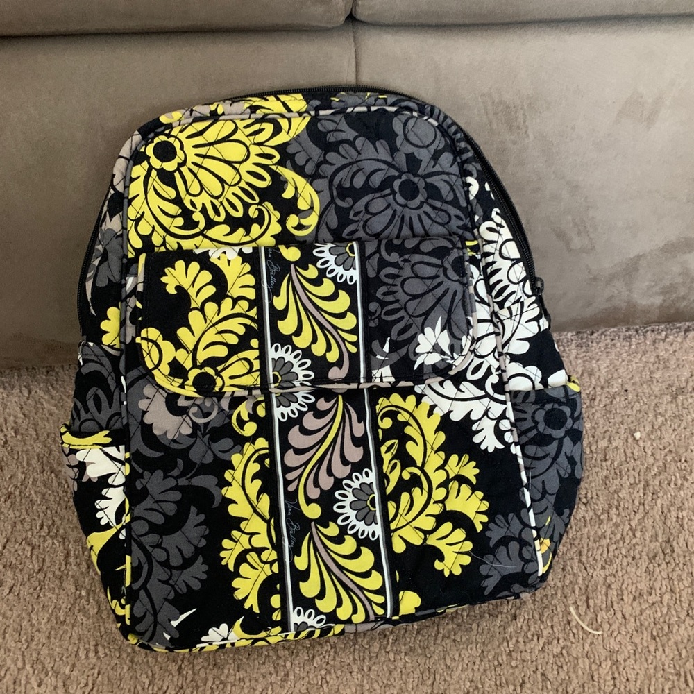 Vera Bradley small black and yellow backpack